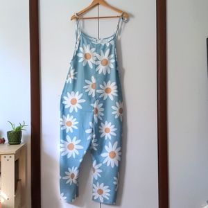 Boho Overalls - Flower Print Size Small NWOT